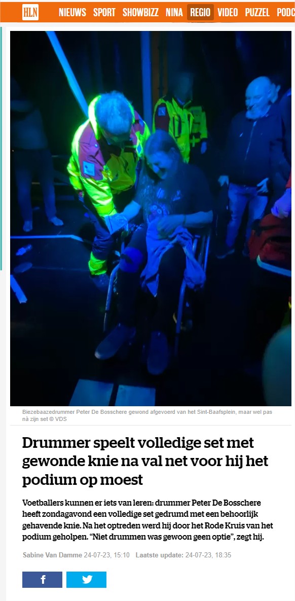 Drummer geholpen door Rode Kruis